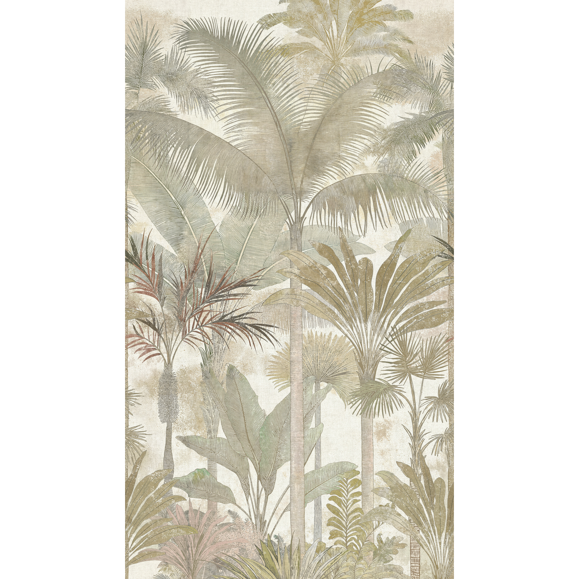 Tree Leaf Beige, Cream, Green Havana 2 Mural by Galerie