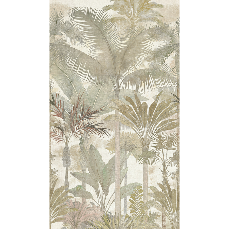 Tree Leaf Beige, Cream, Green Havana 2 Mural by Galerie