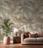 Tree Leaf Beige, Cream, Green Havana 2 Mural by Galerie