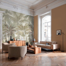 Tree Leaf Beige, Cream, Green Havana 2 Mural by Galerie
