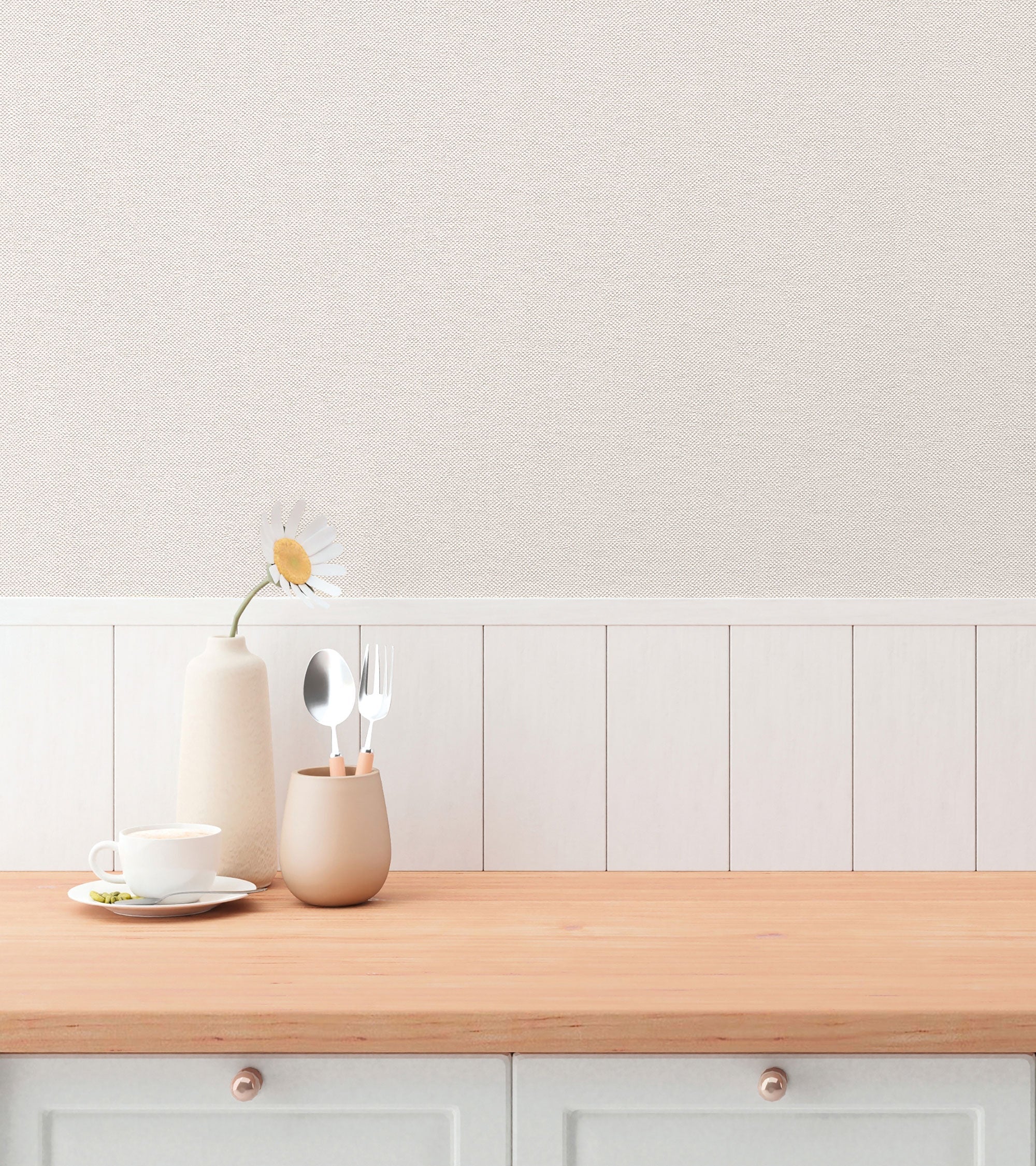 Plain Texture Beige Hygge Home Wallpaper by Galerie