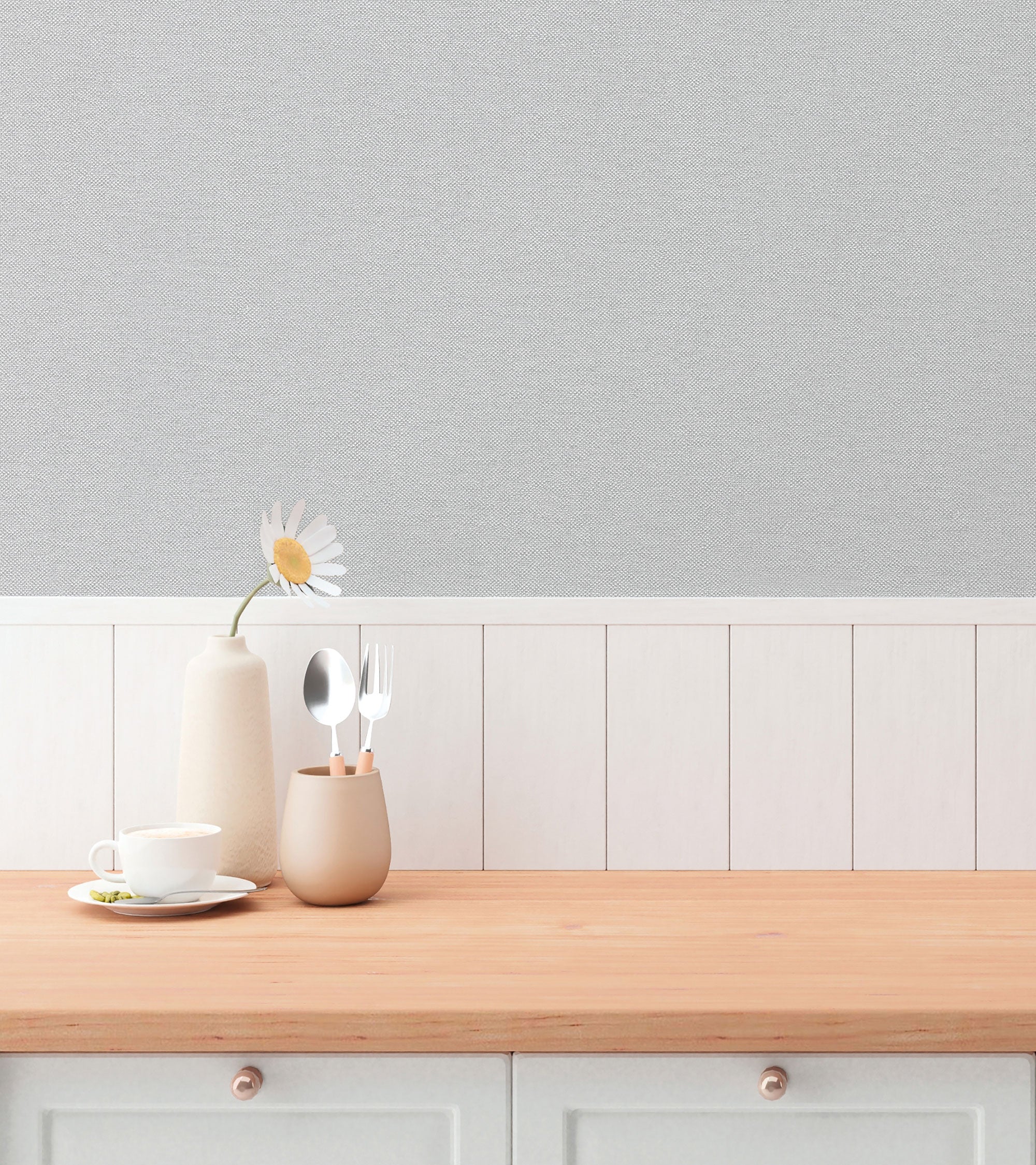 Plain Texture Silver Grey Hygge Home Wallpaper by Galerie