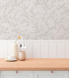 Trailing Vines Motif Pink and Beige Hygge Home Wallpaper by Galerie