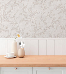 Trailing Vines Motif Pink and Beige Hygge Home Wallpaper by Galerie
