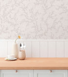 Trailing Vines Motif Beige and Silver Grey Hygge Home Wallpaper by Galerie