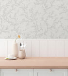 Trailing Vines Motif Silver Grey Hygge Home Wallpaper by Galerie