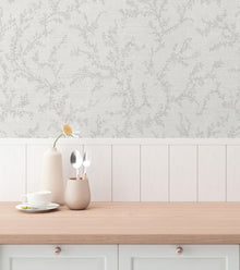 Trailing Vines Motif Silver Grey Hygge Home Wallpaper by Galerie