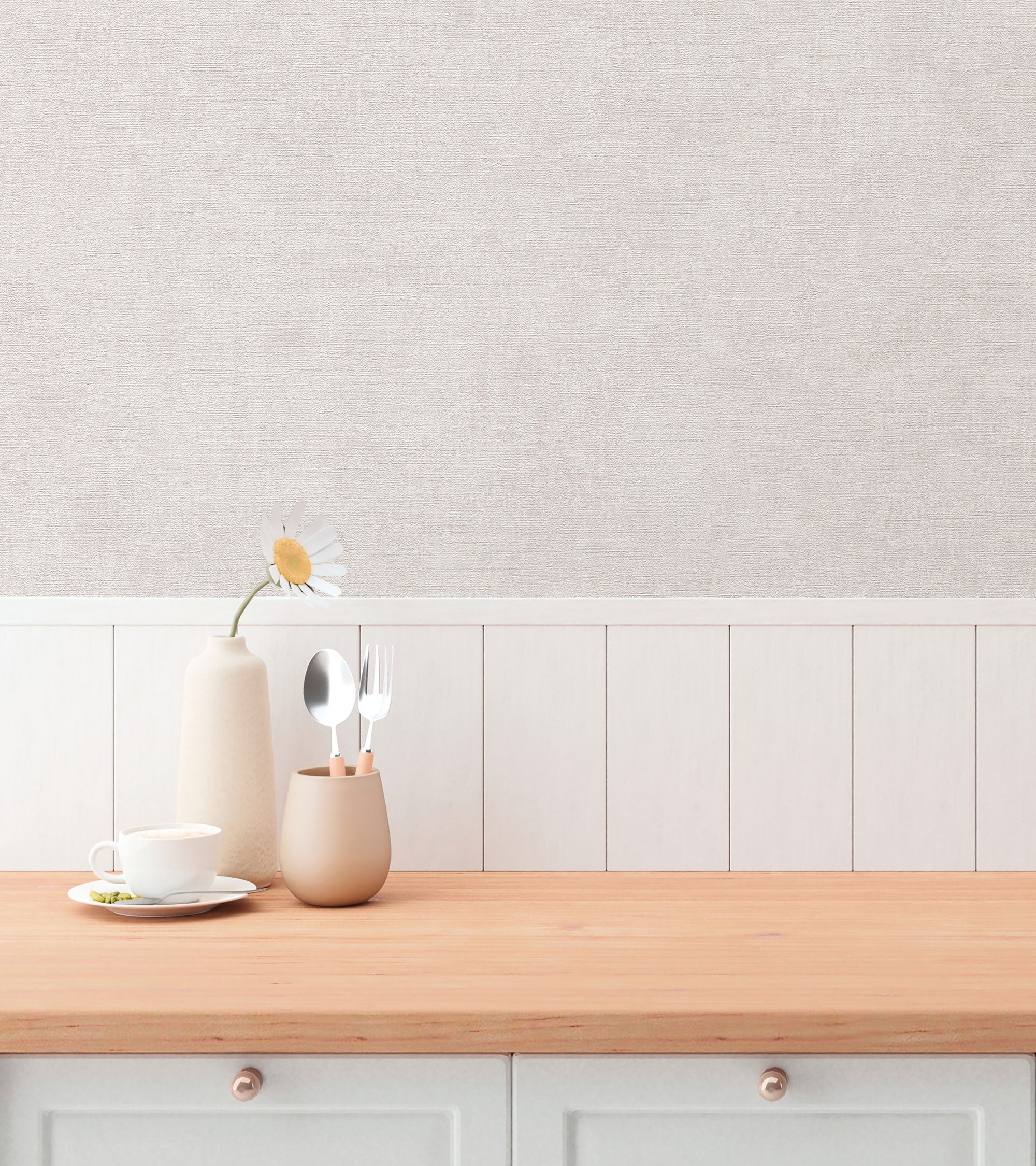 Plain Texture Beige Hygge Home Wallpaper by Galerie