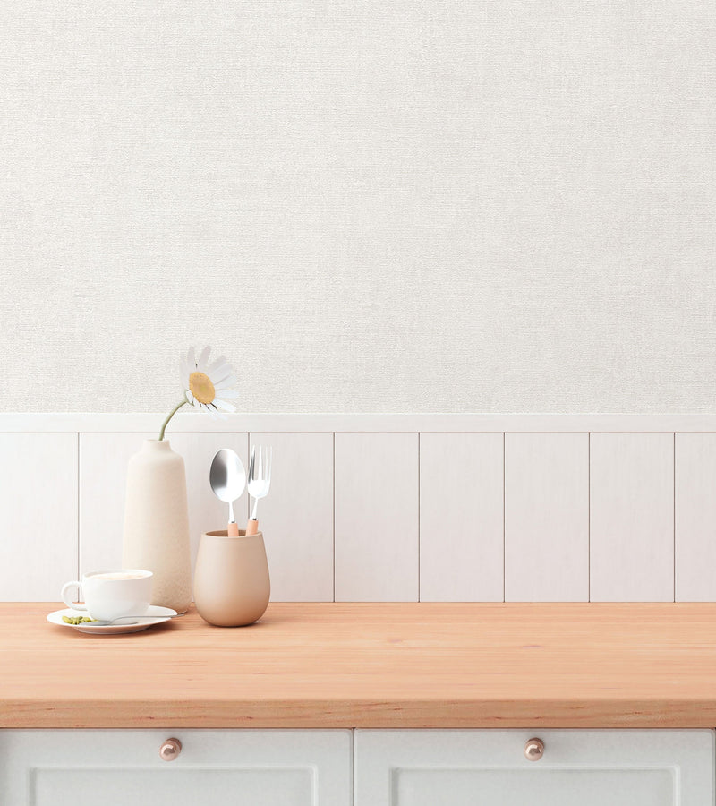 Plain Texture White Hygge Home Wallpaper by Galerie