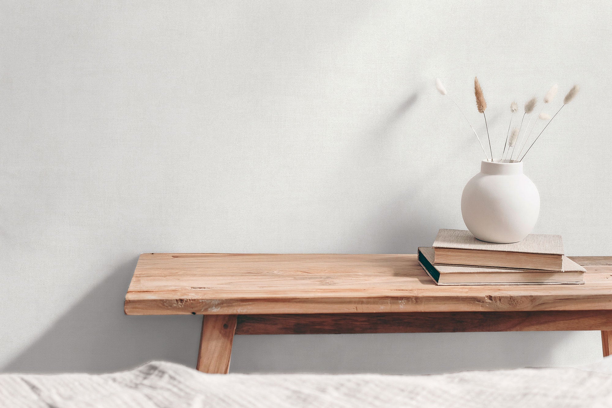 Plain Texture White Hygge Home Wallpaper by Galerie