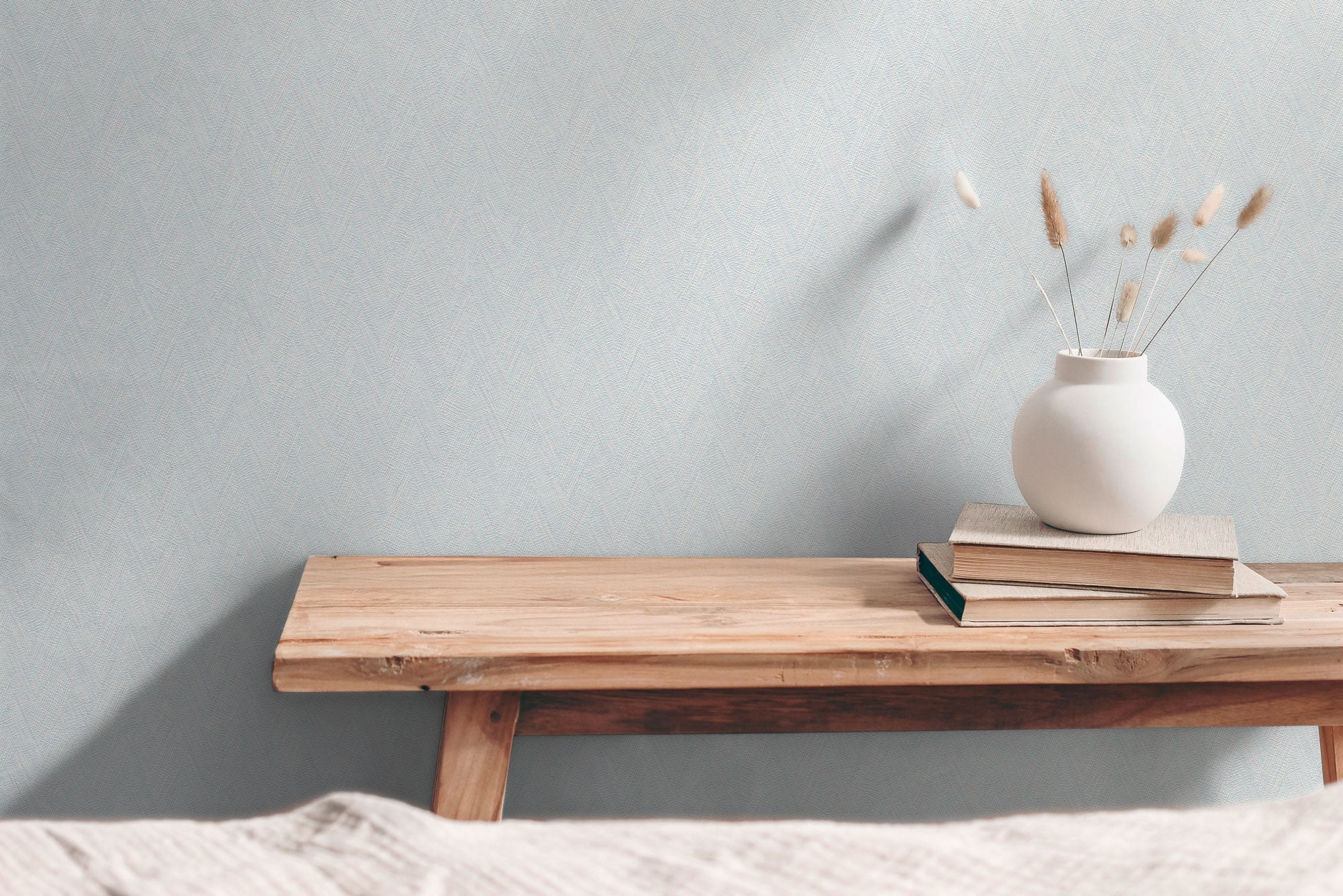 Herringbone Weave Motif Blue Hygge Home Wallpaper by Galerie