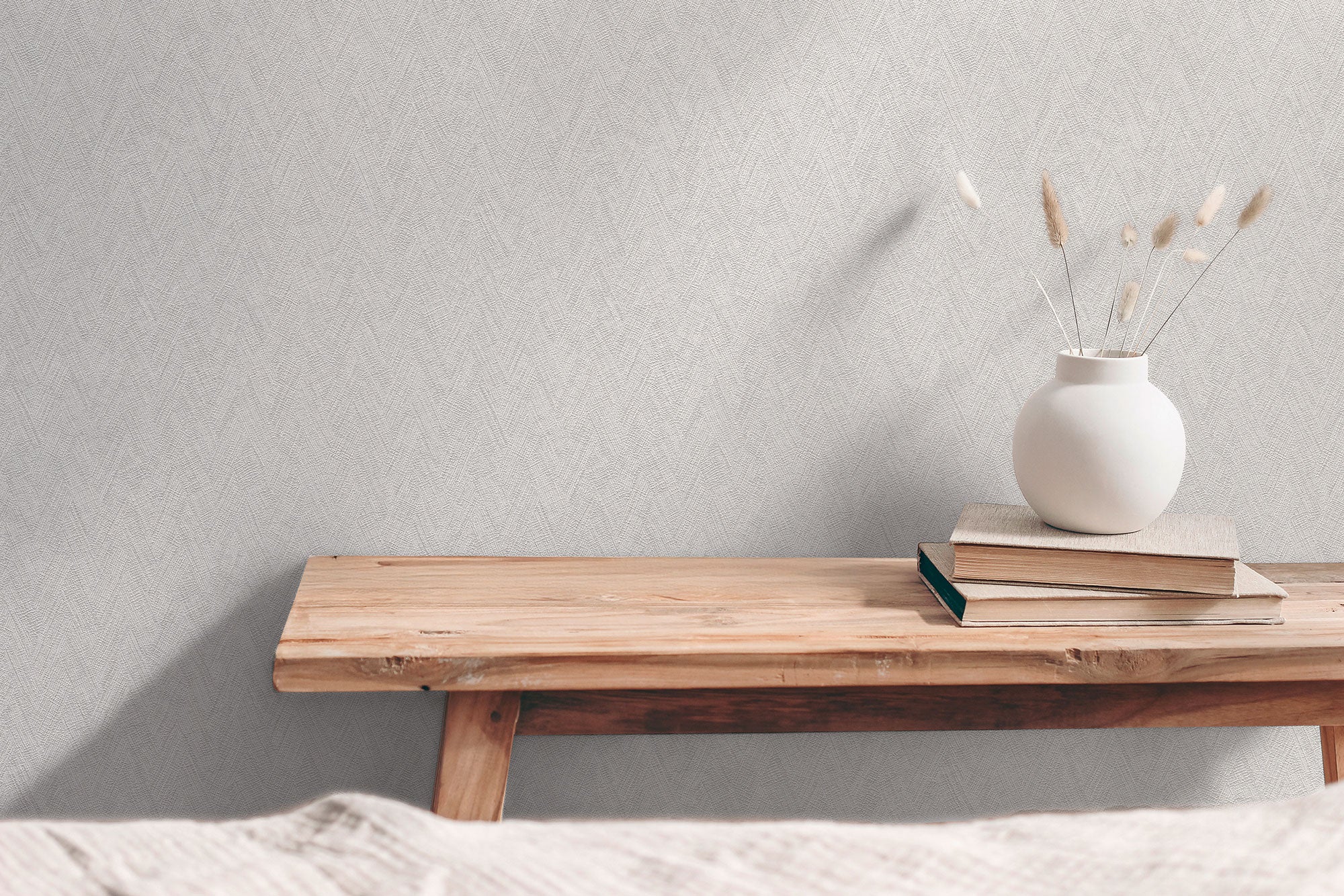 Herringbone Weave Motif Silver Grey Hygge Home Wallpaper by Galerie