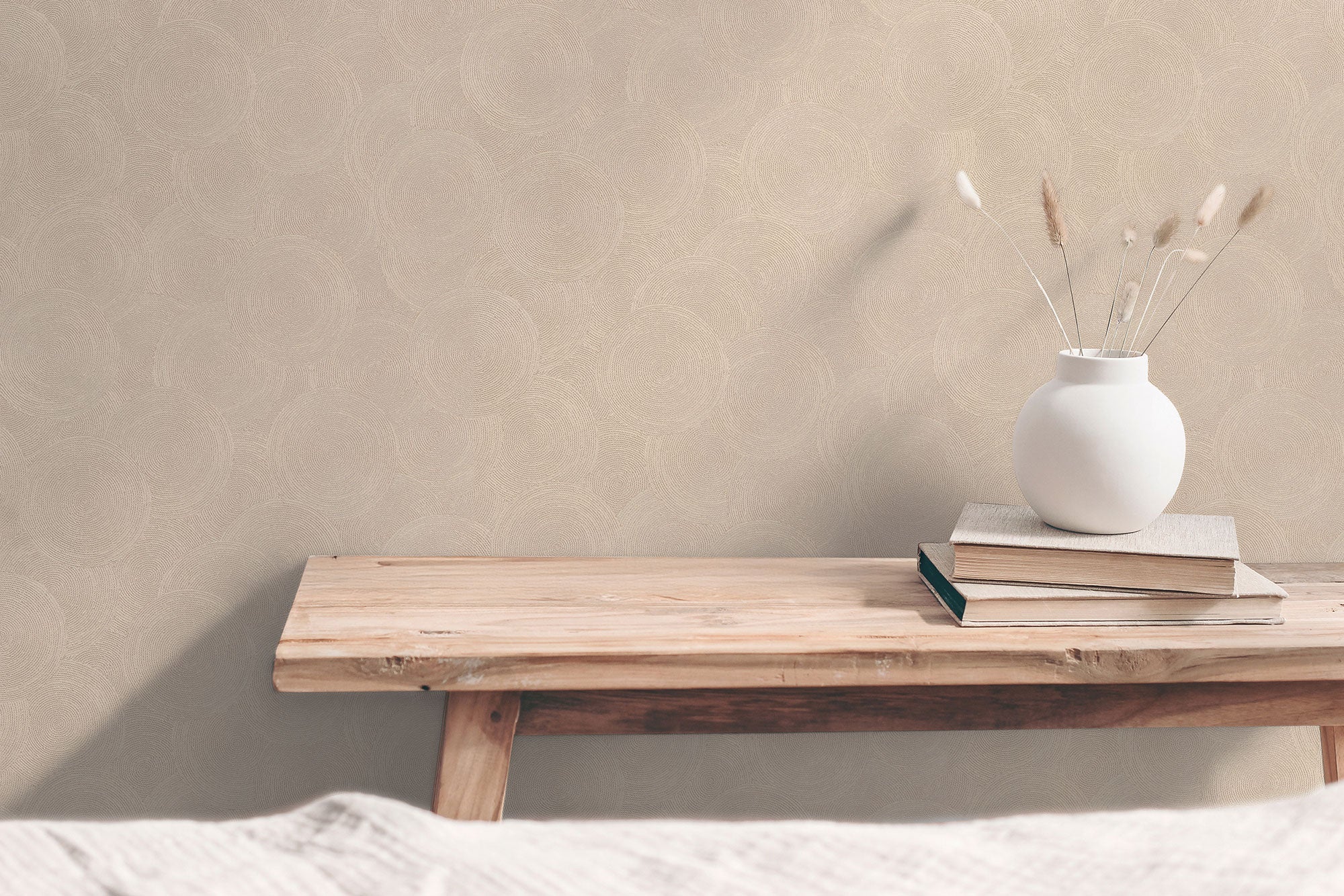 Stone Circles Motif Bronze Brown and Gold Hygge Home Wallpaper by Galerie