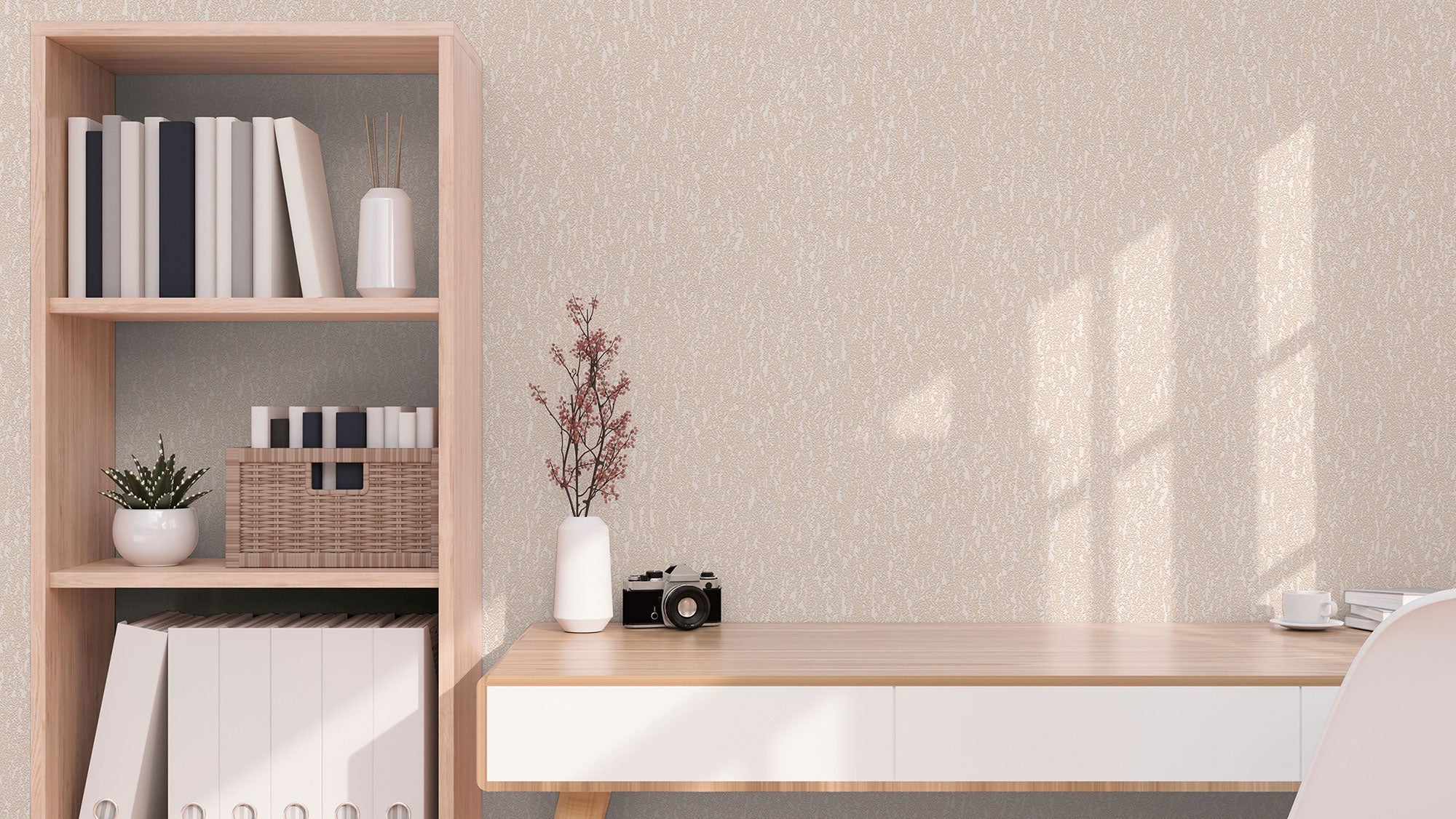 Soft Plaster Motif Beige and Cream Hygge Home Wallpaper by Galerie