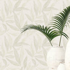 Fern Weave Motif Green and Cream Hygge Home Wallpaper by Galerie