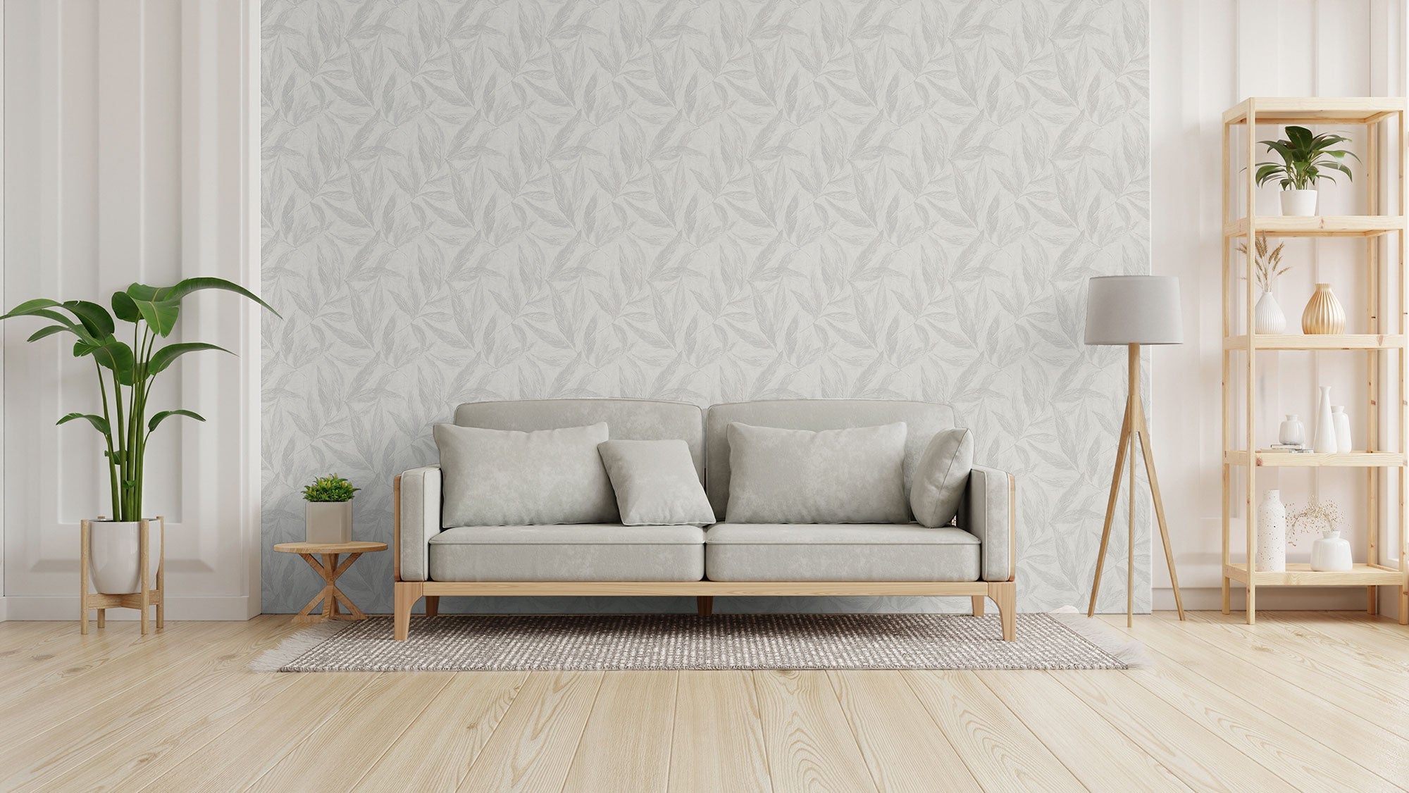 Fern Weave Motif Silver Grey Hygge Home Wallpaper by Galerie