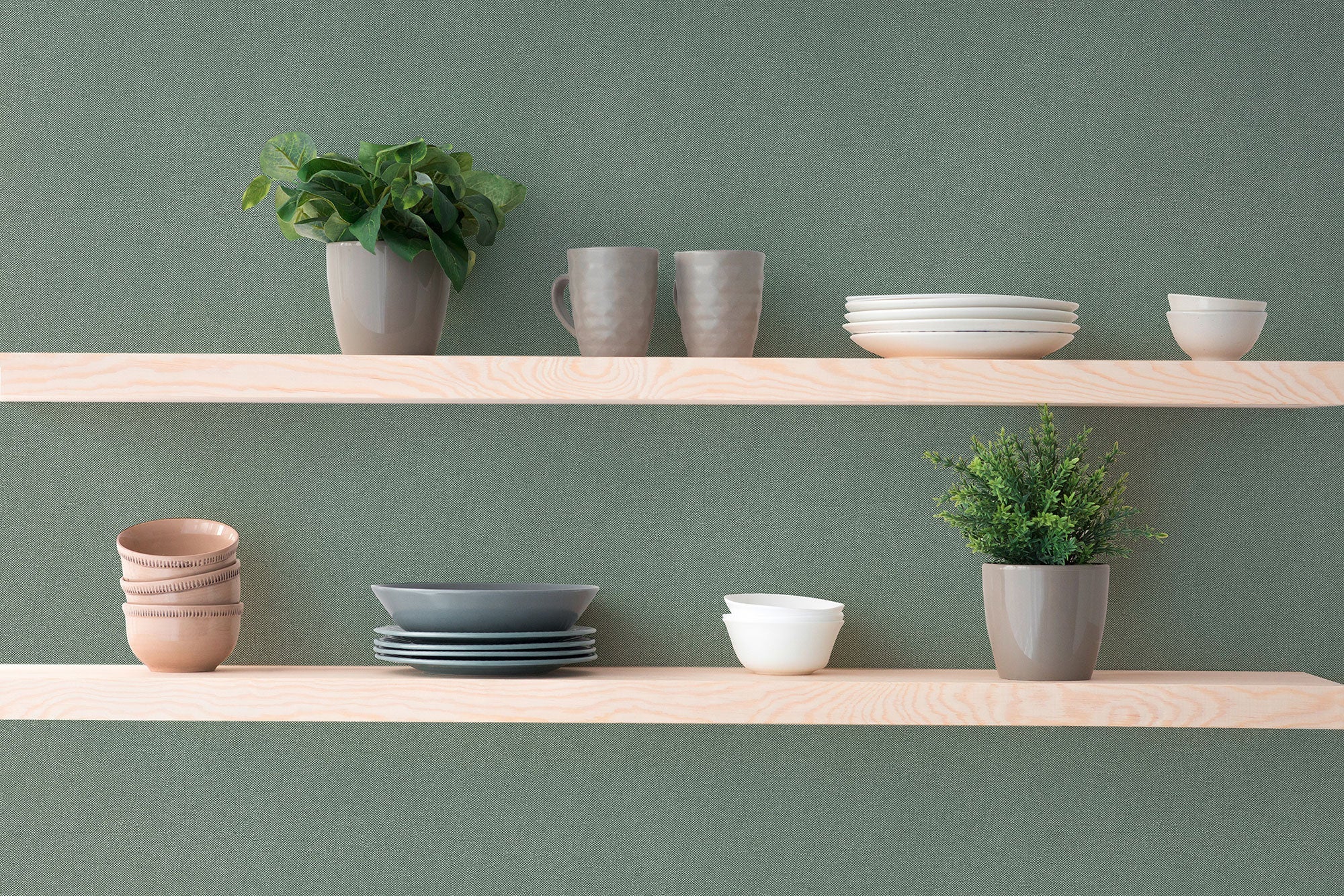 Plain Texture Green Hygge Home Wallpaper by Galerie
