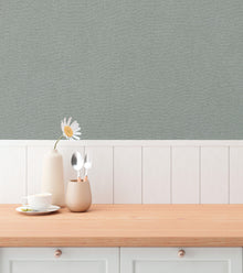 Plain Texture Green and Silver Grey Hygge Home Wallpaper by Galerie