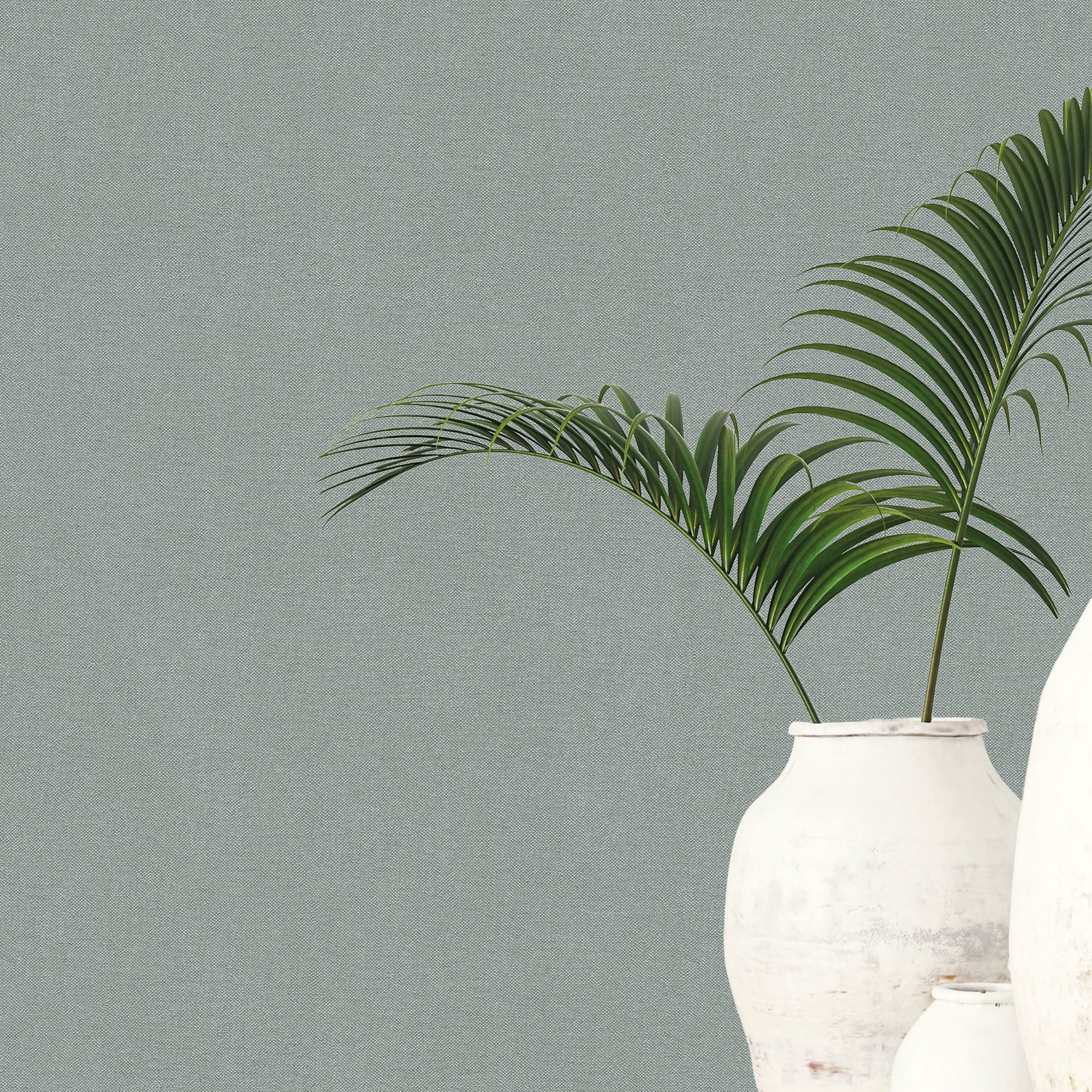 Plain Texture Green and Silver Grey Hygge Home Wallpaper by Galerie
