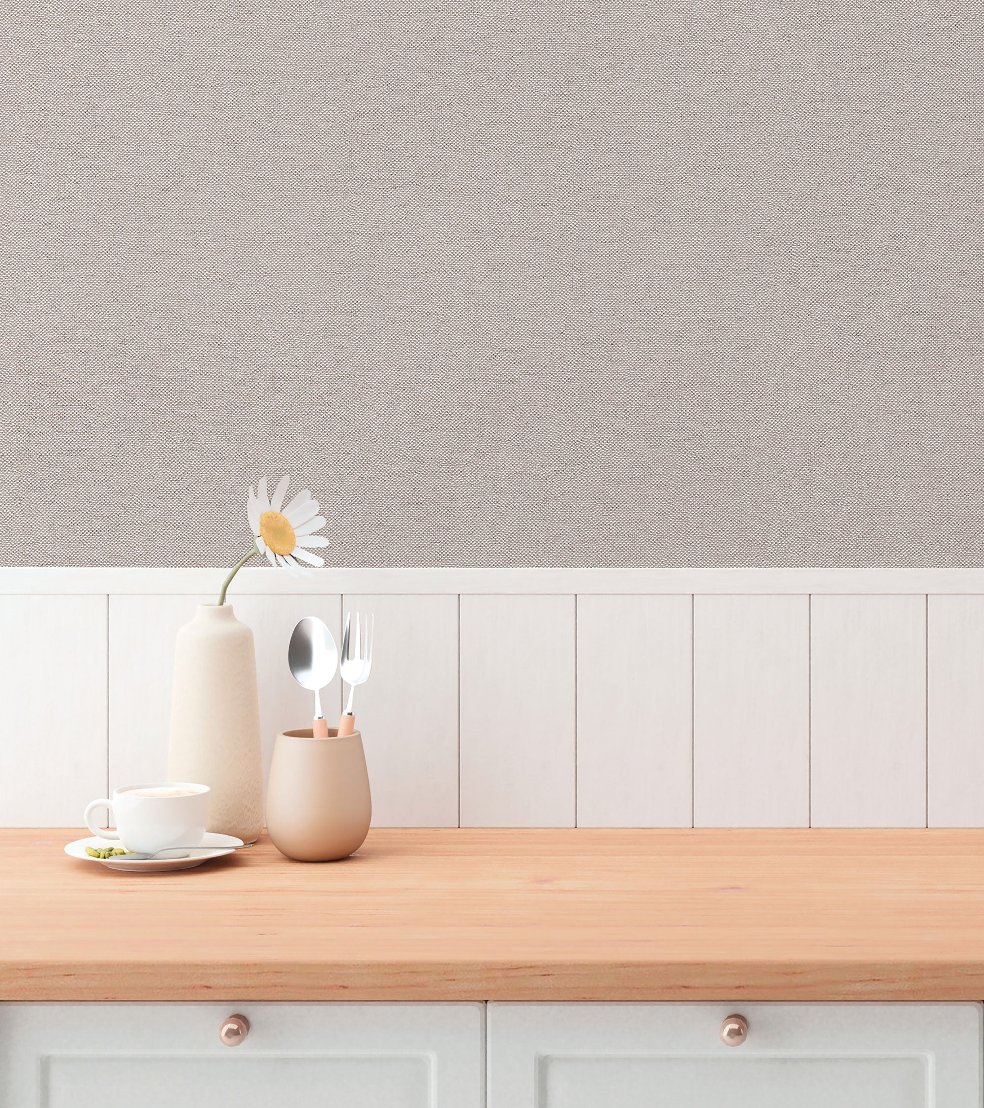 Plain Texture Bronze Brown Hygge Home Wallpaper by Galerie