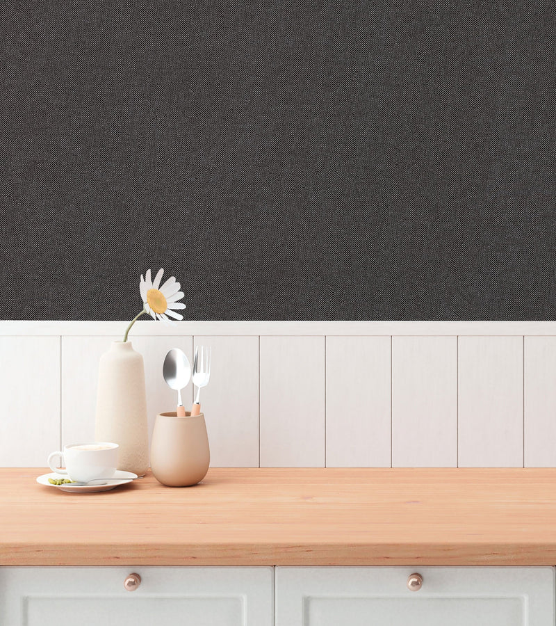 Plain Texture Black Hygge Home Wallpaper by Galerie