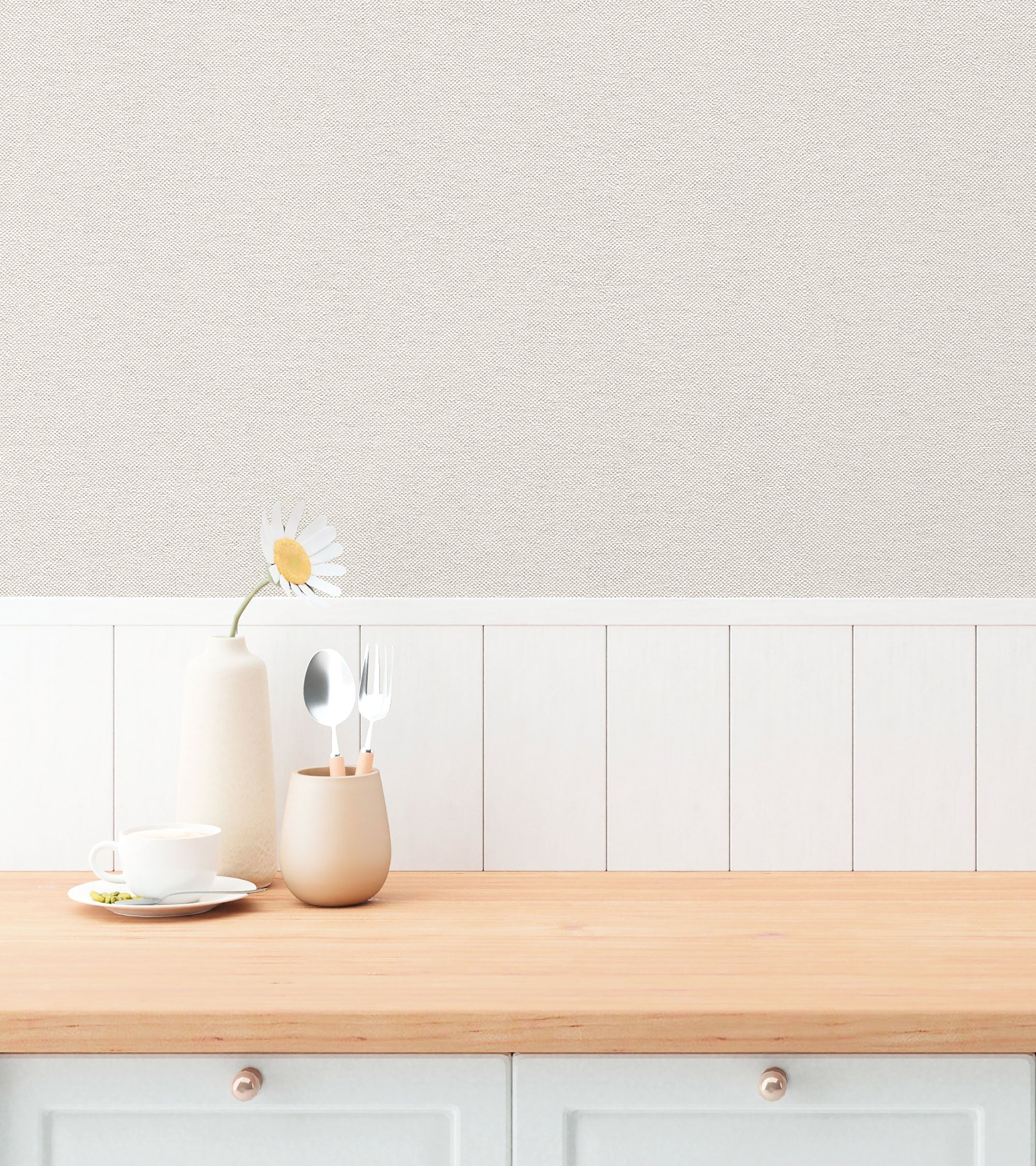 Plain Texture Beige Hygge Home Wallpaper by Galerie