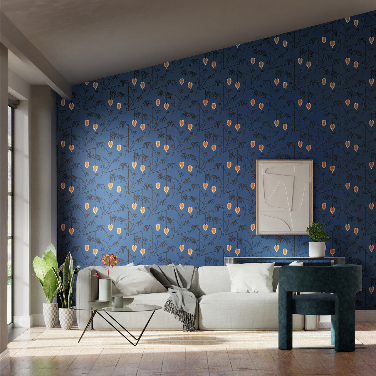 112941 Kimiko Colour 3 Majorelle Wallpaper by Harlequin