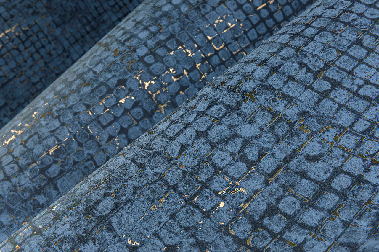 70516 Mosaico Les Thermes Blue Stone Wallpaper By Arte