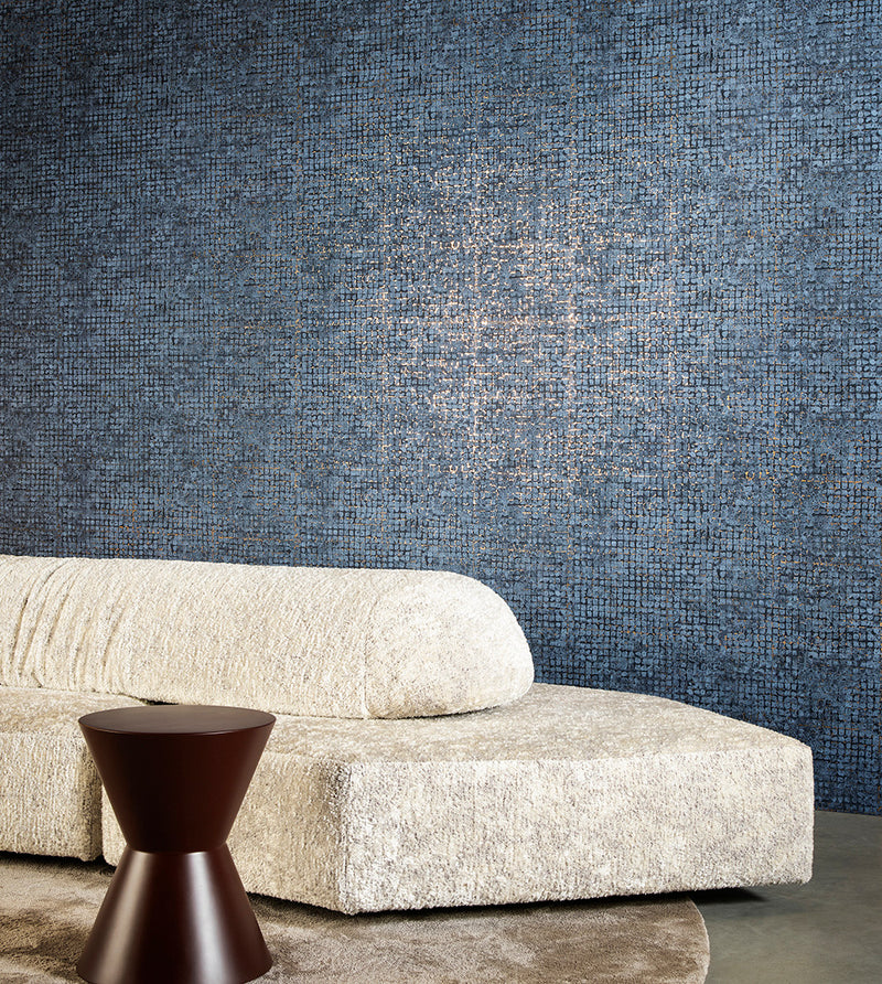 70516 Mosaico Les Thermes Blue Stone Wallpaper By Arte