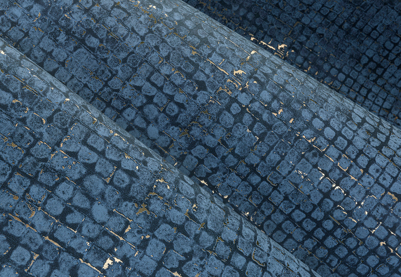 70516 Mosaico Les Thermes Blue Stone Wallpaper By Arte
