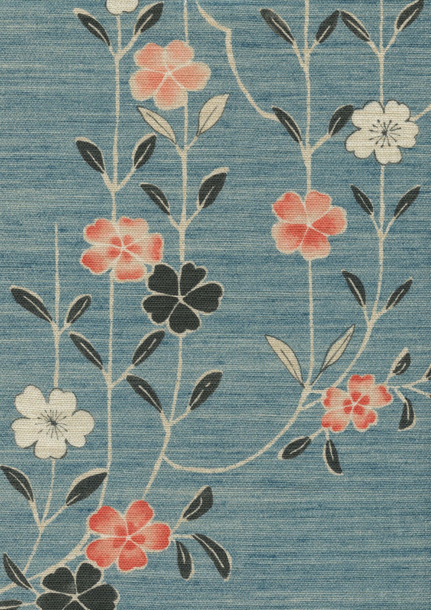 Blossom Coral Sea Wax Works Fabric by Lewis & Wood