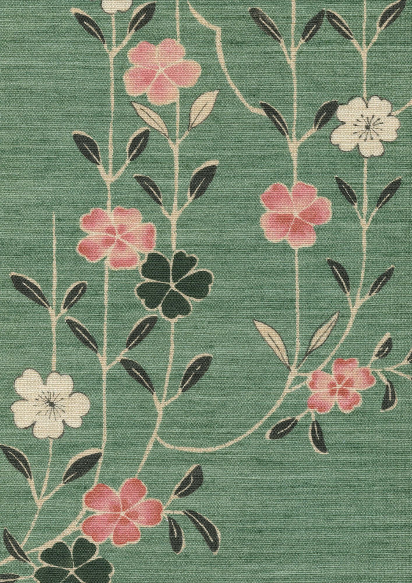LW 325 620 Blossom Peony Jade Fabric by Lewis & Wood