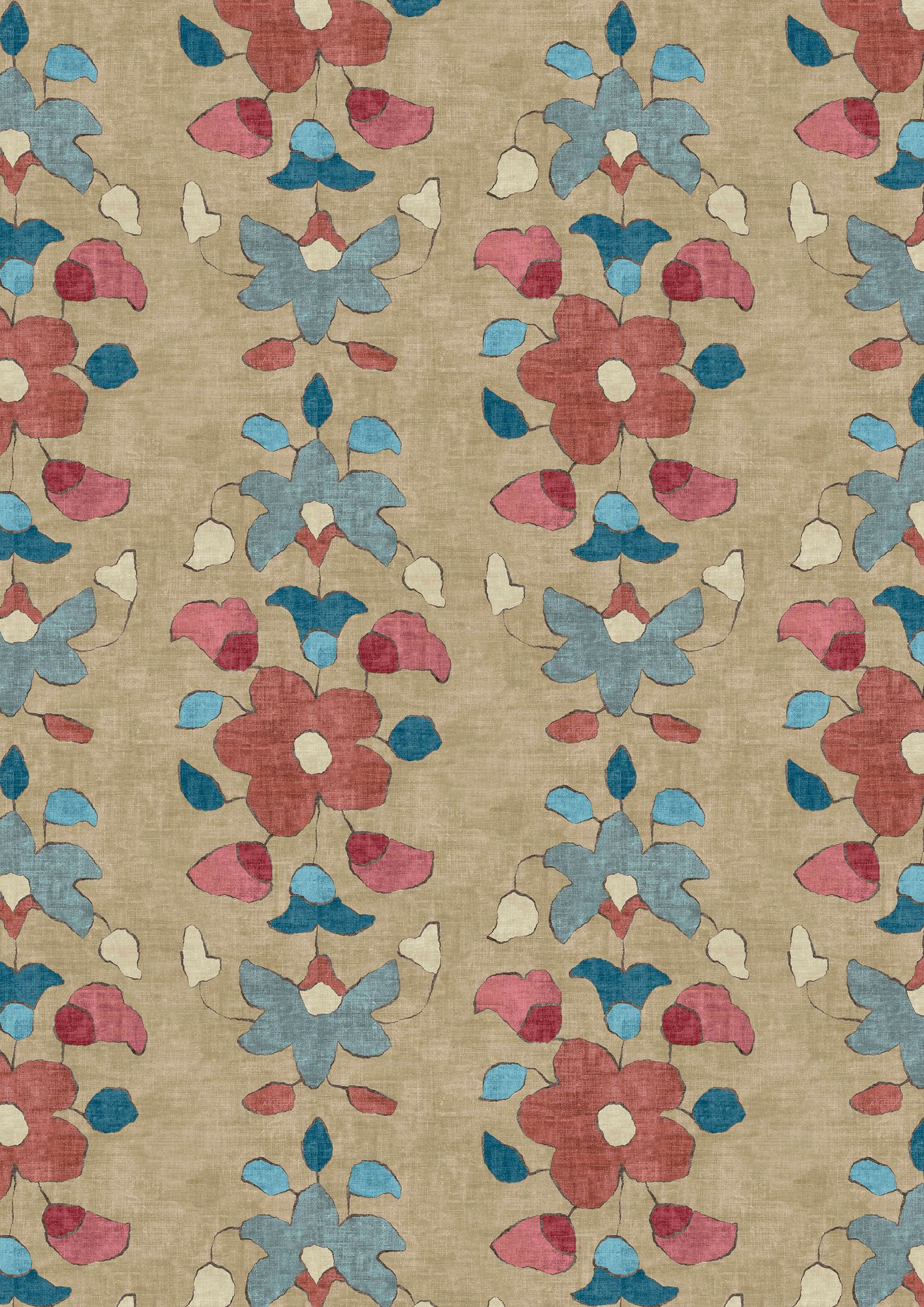 Chamba Gemstone Sprigs & Twigs Fabric by Lewis & Wood