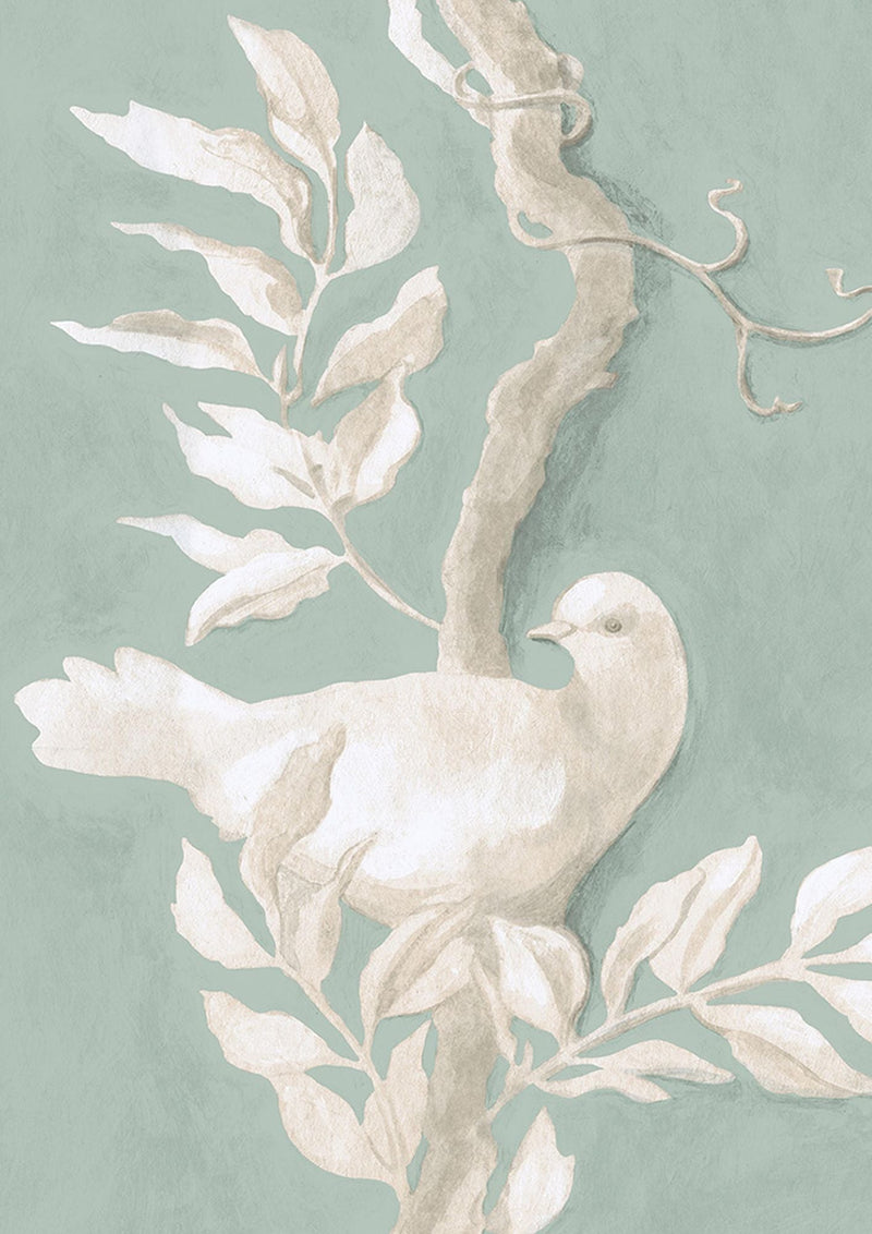 LW 217 346 Doves Aquamarine Wallpaper by Lewis & Wood