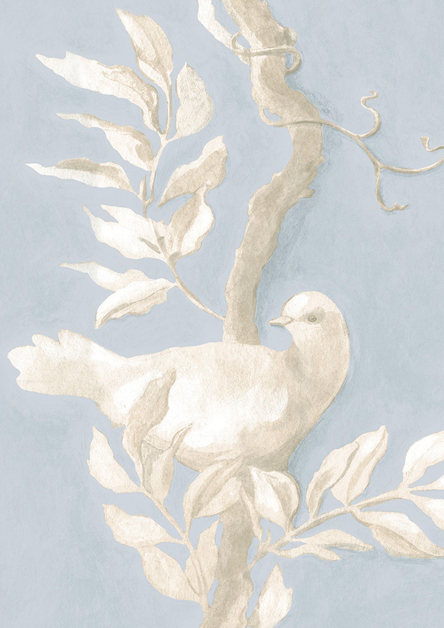 LW 217 53 Doves Summer Blue Wallpaper by Lewis & Wood