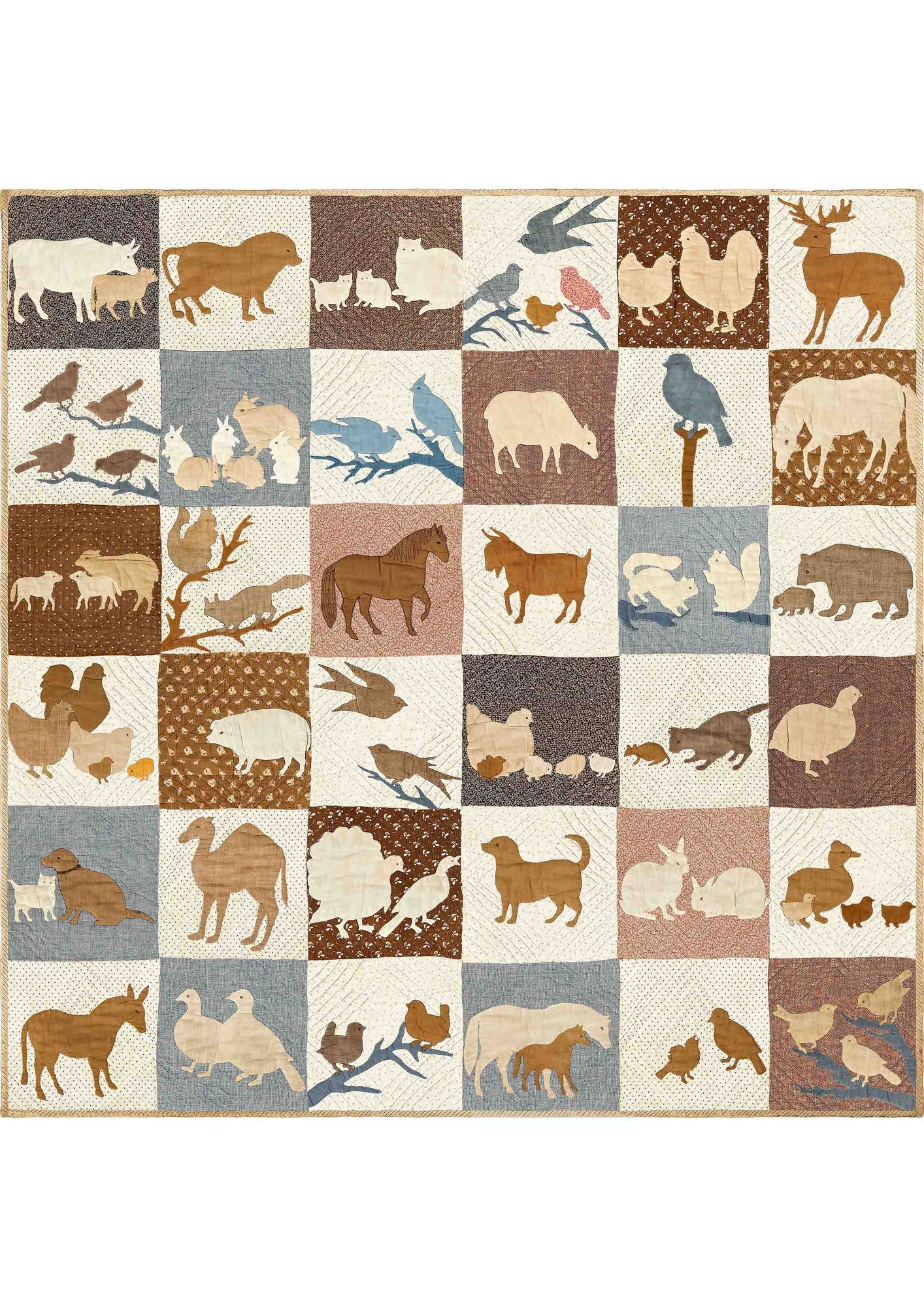 Farm Friends Document Patchwork Fabric by Lewis & Wood