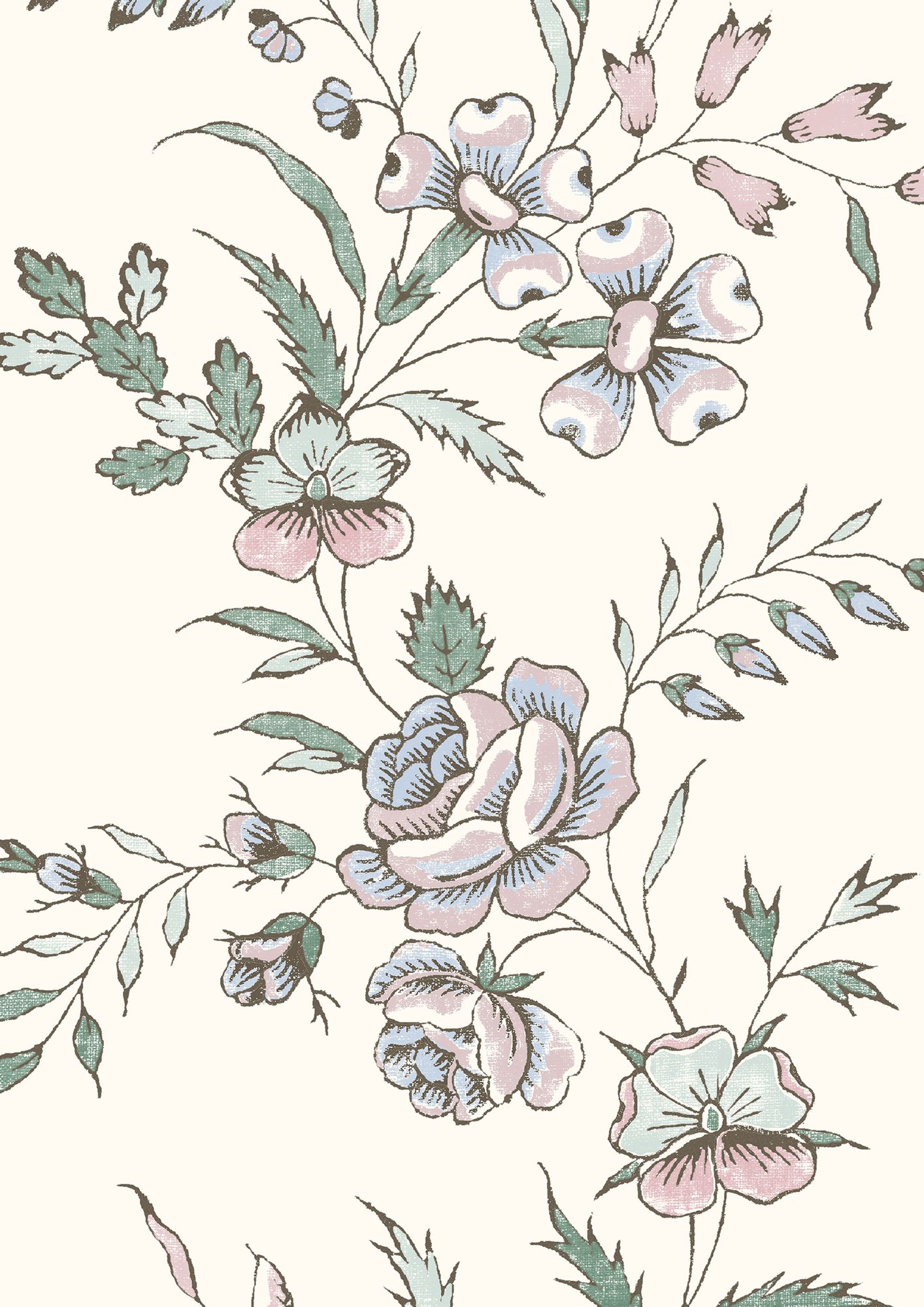 LW 315 612 Fleurie Peppermint Rose Wallpaper by Lewis & Wood