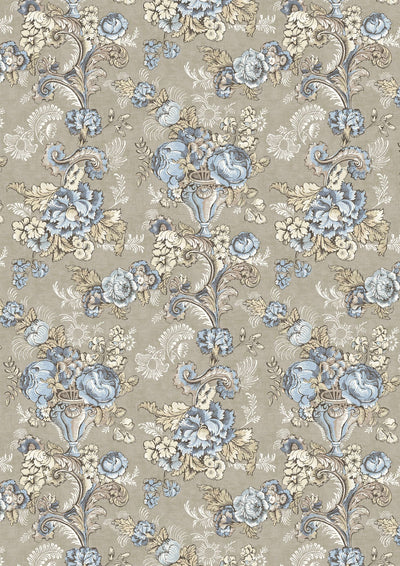 Georgia Blue Oyster History Papers Fabric by Lewis & Wood