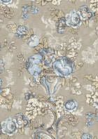 Georgia Blue Oyster History Papers Fabric by Lewis & Wood