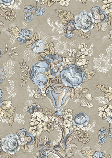 Georgia Blue Oyster History Papers Fabric by Lewis & Wood