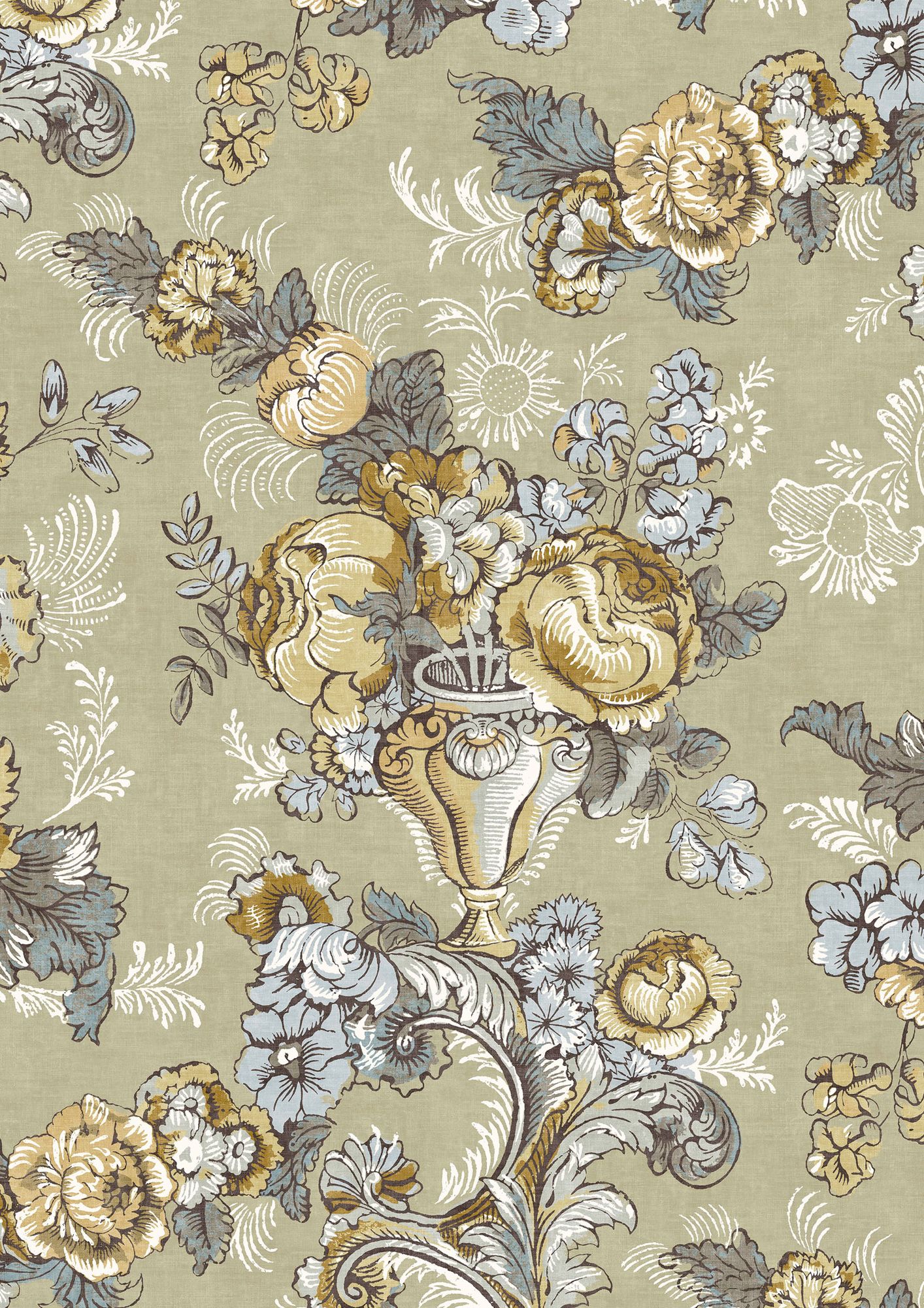 Georgia Gold Slate History Papers Fabric by Lewis & Wood