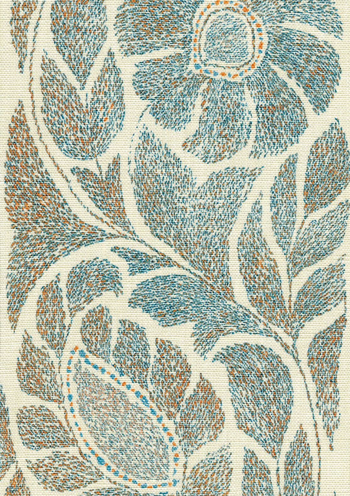 LW 349 661 Kashmiri Crewel Ginger Fabric by Lewis & Wood