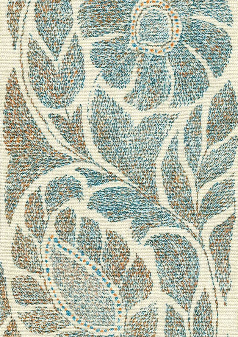 LW 349 661 Kashmiri Crewel Ginger Fabric by Lewis & Wood