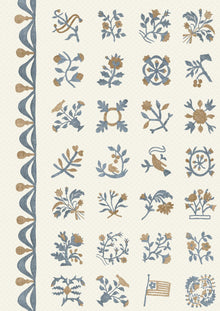 Libertyville Ginger Denim Patchwork Fabric by Lewis & Wood