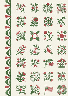 Libertyville Poppy Leaf Patchwork Fabric by Lewis & Wood