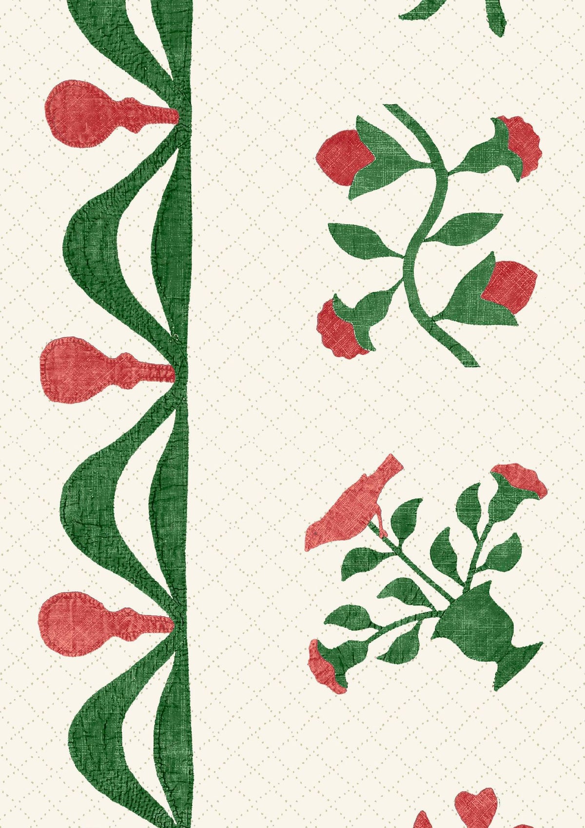 LW 386 714 Libertyville Poppy Leaf Fabric by Lewis & Wood