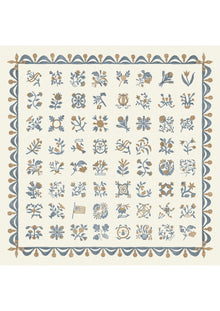 Libertyville Ginger Denim Patchwork Fabric by Lewis & Wood