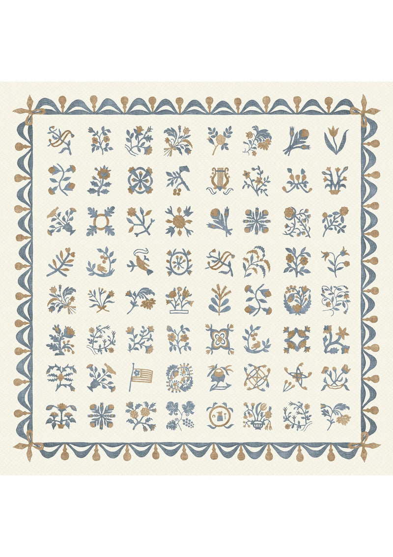 Libertyville Ginger Denim Patchwork Fabric by Lewis & Wood