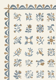 Libertyville Ginger Denim Patchwork Fabric by Lewis & Wood