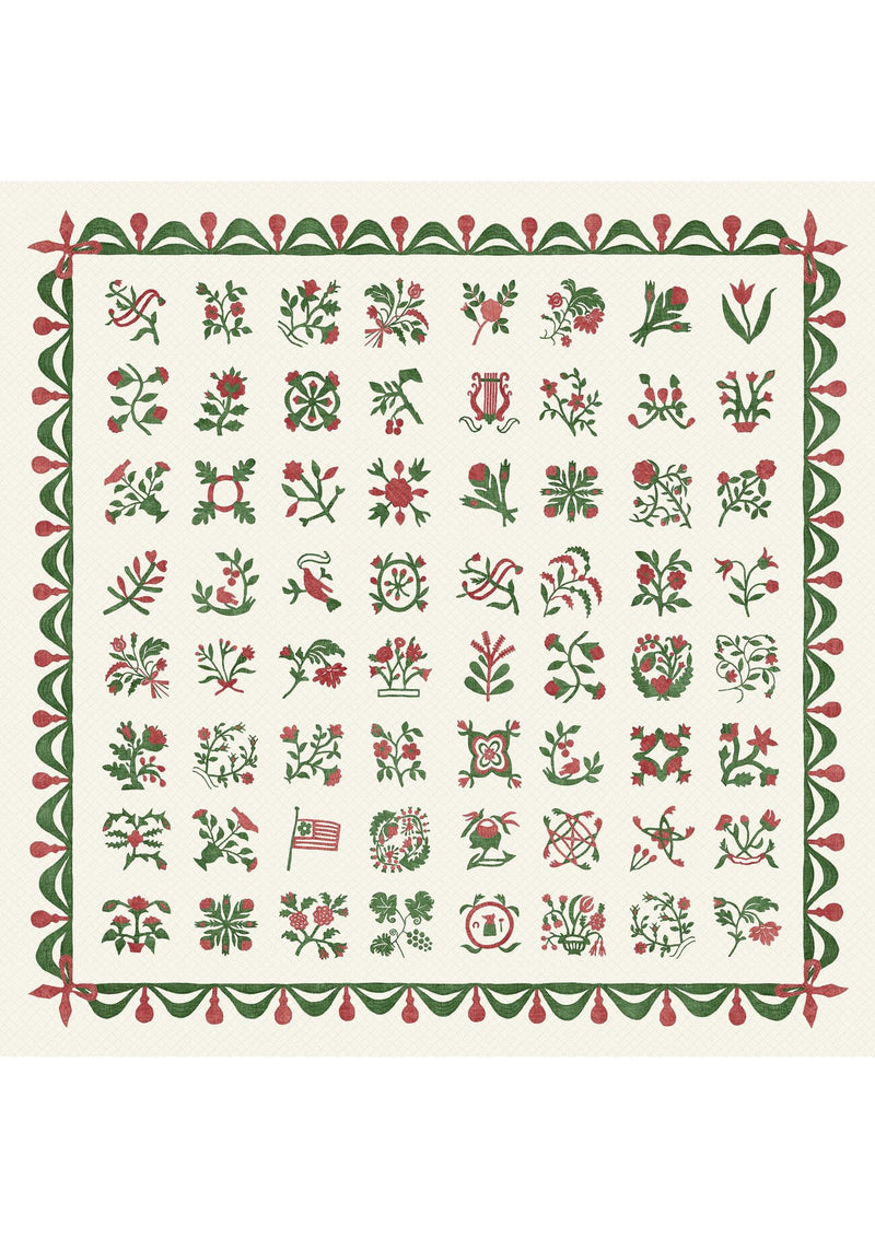 Libertyville Poppy Leaf Patchwork Fabric by Lewis & Wood